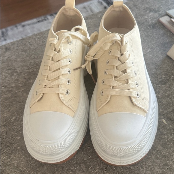 Cream Platform Taxi Sneakers - Picture 4 of 4